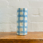 Noss & Co medium, cornflower blue, gingham vase