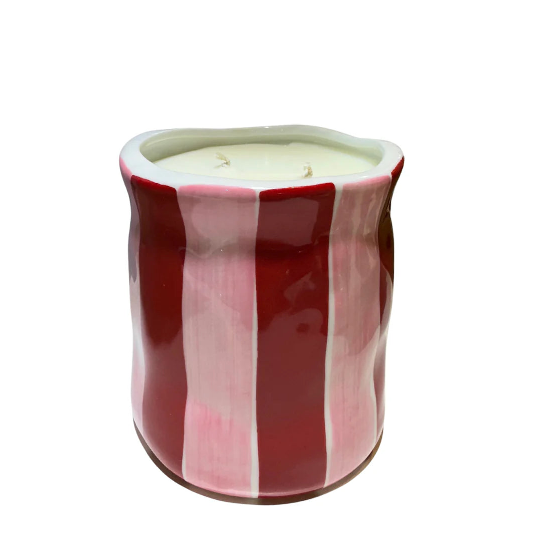 Red and Pink striped candle from Noss