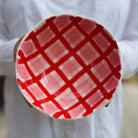 Noss and Co pink and red gingham small bowl
