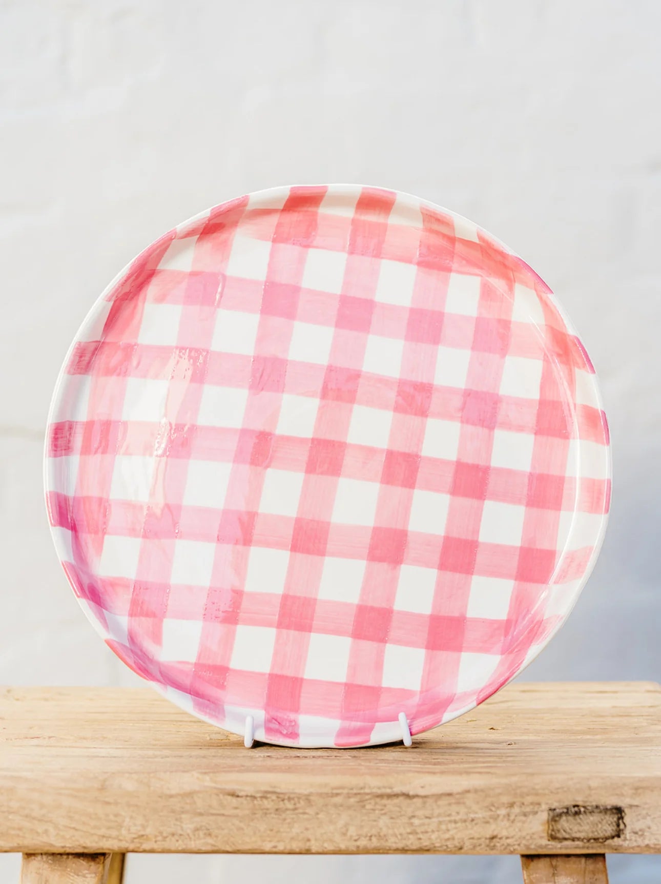 Noss & Co Rose Pink Gingham Platter perfect for entertaining or for decoration