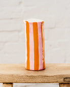 Noss and Co medium pink and orange striped vase