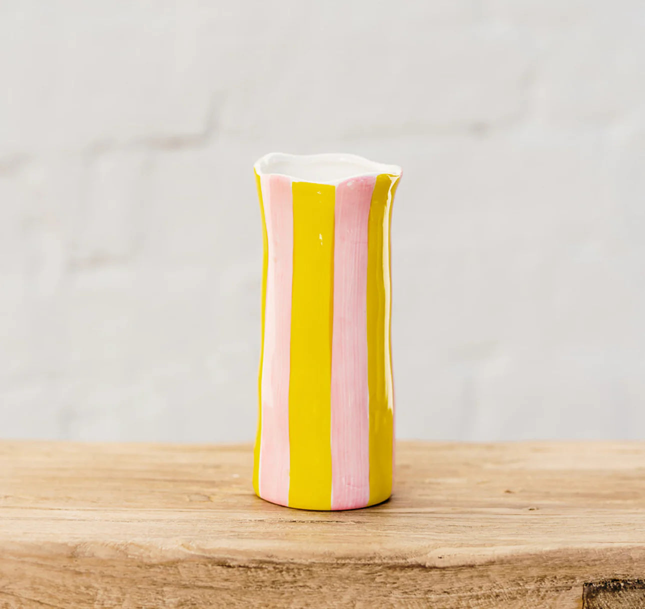 Noss and co small yellow and pink striped vase