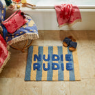 Nudie Rudie blue and cream striped bath mat