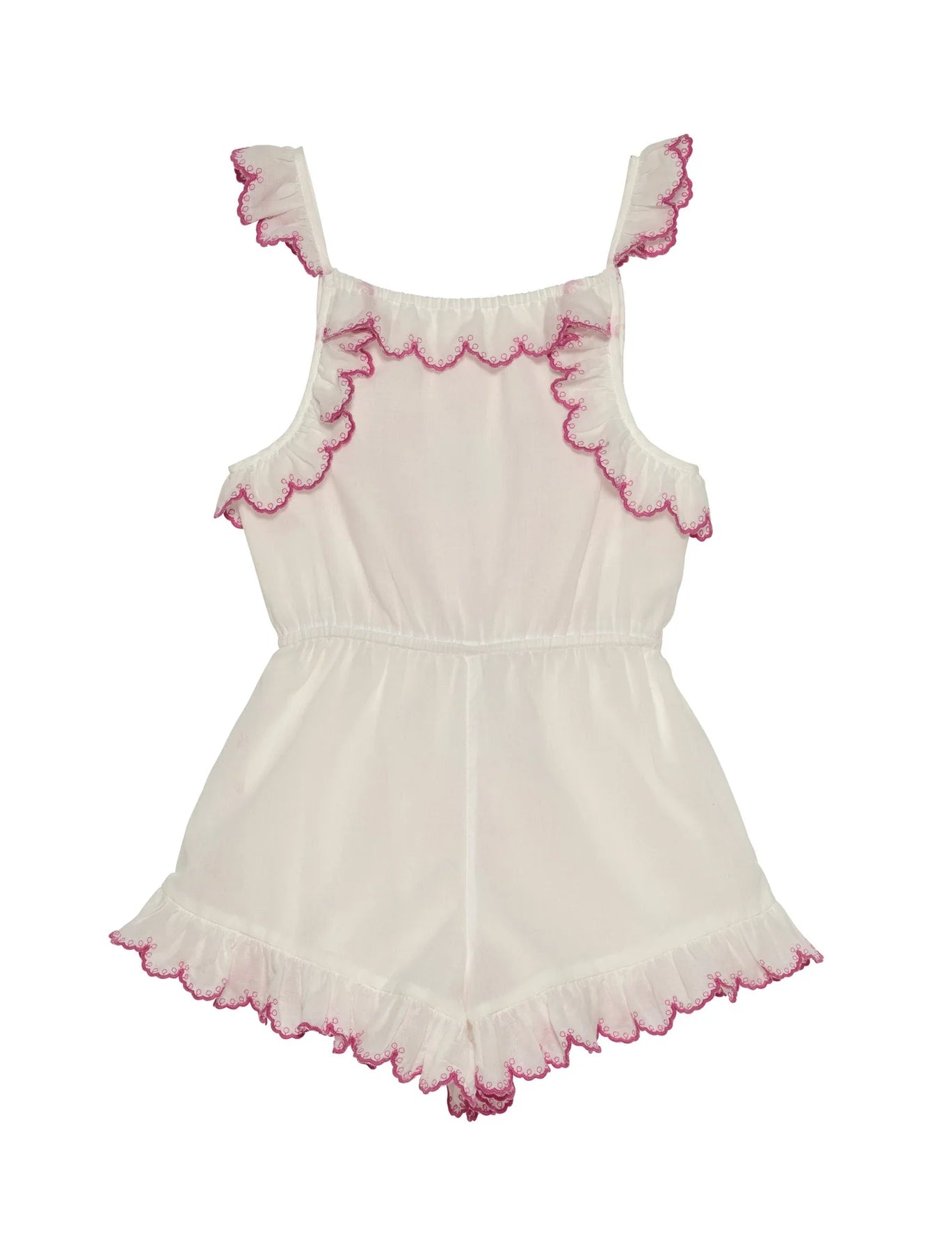 Girls summer jumpsuit in white and pink by Tutu Du Monde