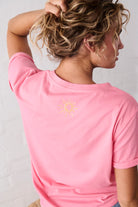 back details of Olivia Tee Sun Lounge – Soft Pink by Kireina with small embroidered sun on the back