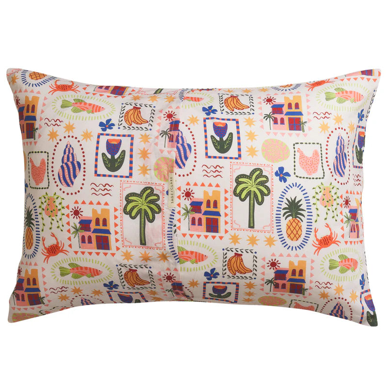 back view of Ottilie Cotton Pillowcase Set by Sage & Clare