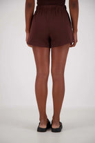 back view of Panarea Shorts – Brown by Jasmine Alexa