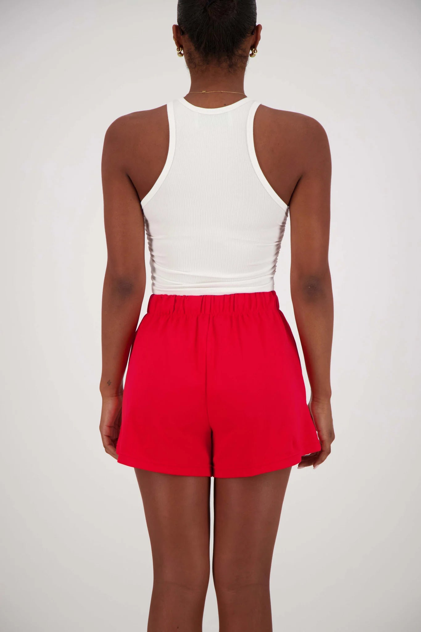 back view of Panarea Shorts – Red by Jasmine Alexa