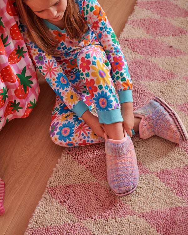 Pastel Dreams Tartan Sherpa Kids Ankle Boot by Kip & Co