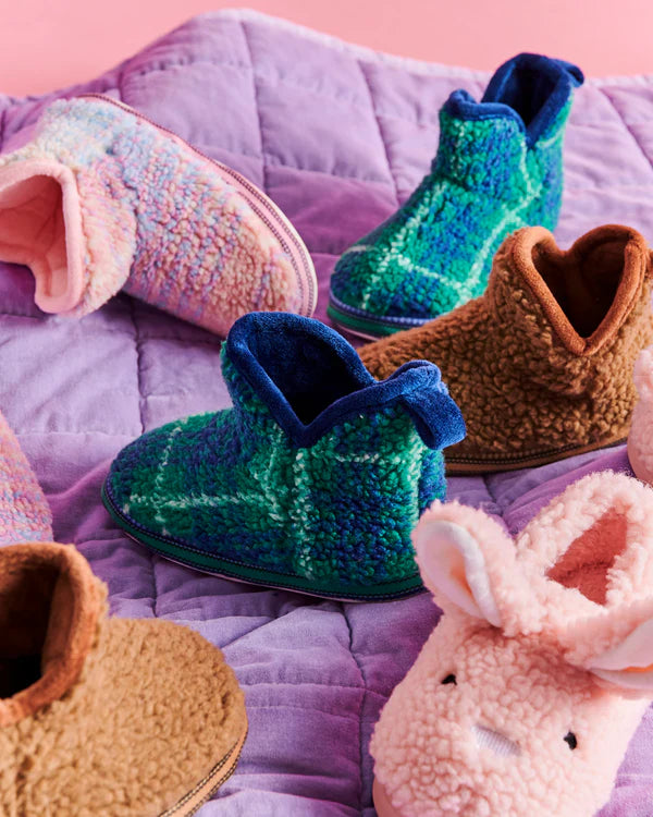 Pastel Dreams Tartan Sherpa Kids Ankle Boot by Kip & Co