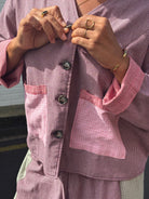 Patchwork Over Shirt Houndstooth Combo Lined by Atmosea
