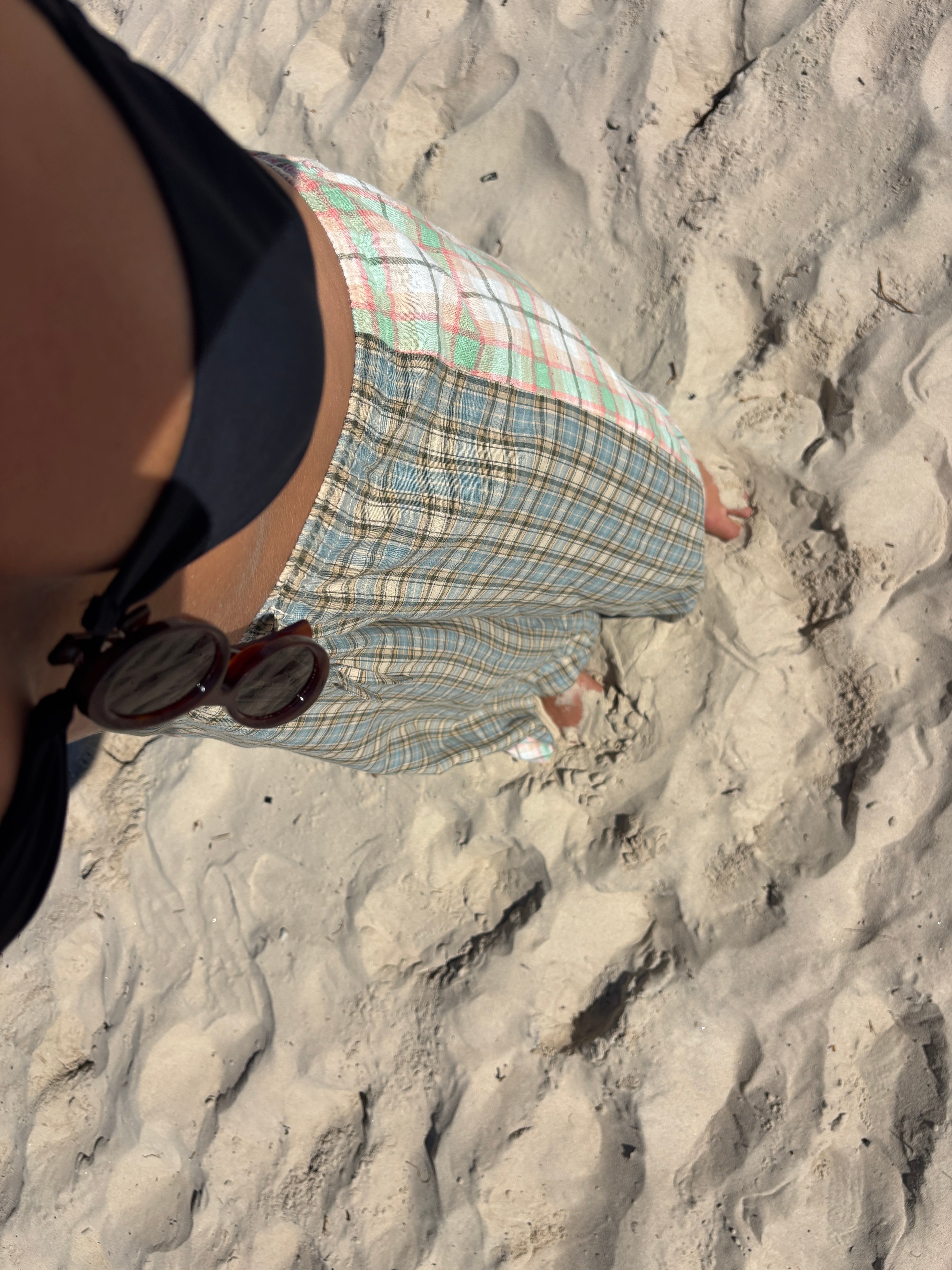 High angle of Patchwork Pant in Cottage Plaid | Atmosea