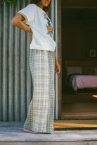 Side view of Patchwork Pant in Cottage Plaid | Atmosea