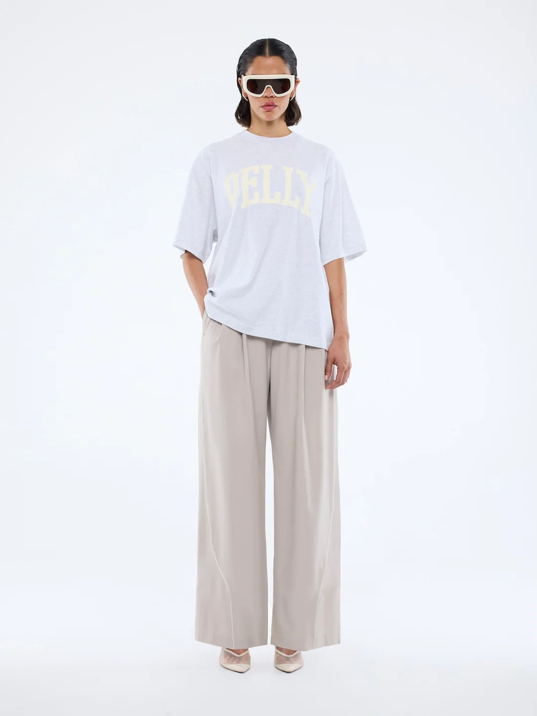 Pelly Collegiate Tee White Marle by Ena Pelly