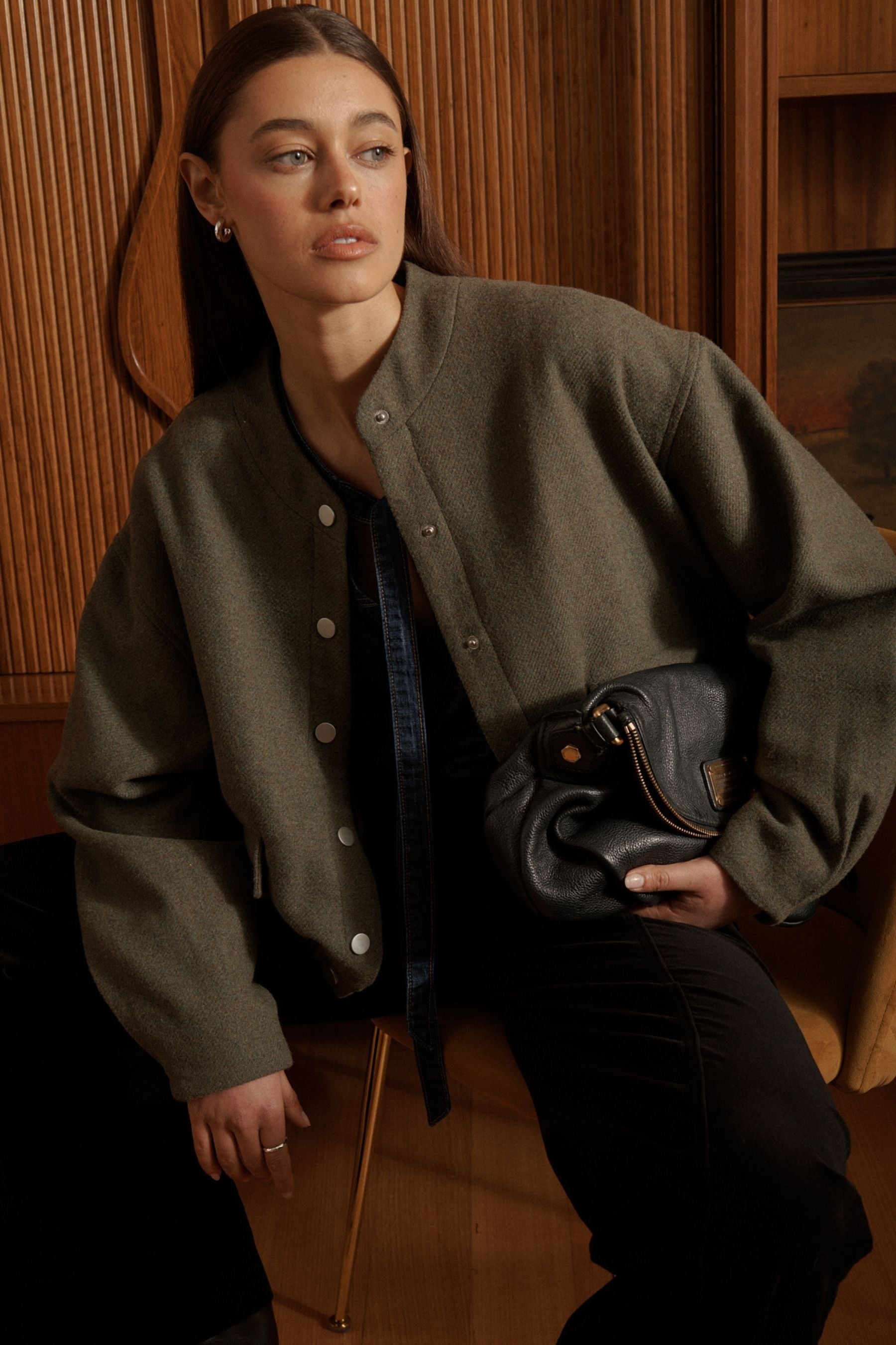 Kireina Peyton Bomber 50 percent wool 50 percent polyamide blend