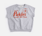 Front view of Pickles The Dog Sleeveless Sweatshirt - Heather Grey | Bobo Choses
