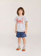 Boy wearing Pickles The Dog Sleeveless Sweatshirt - Heather Grey | Bobo Choses