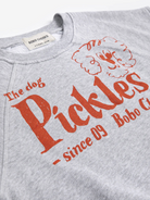 Close up of the Pickles The Dog Sleeveless Sweatshirt - Heather Grey | Bobo Choses