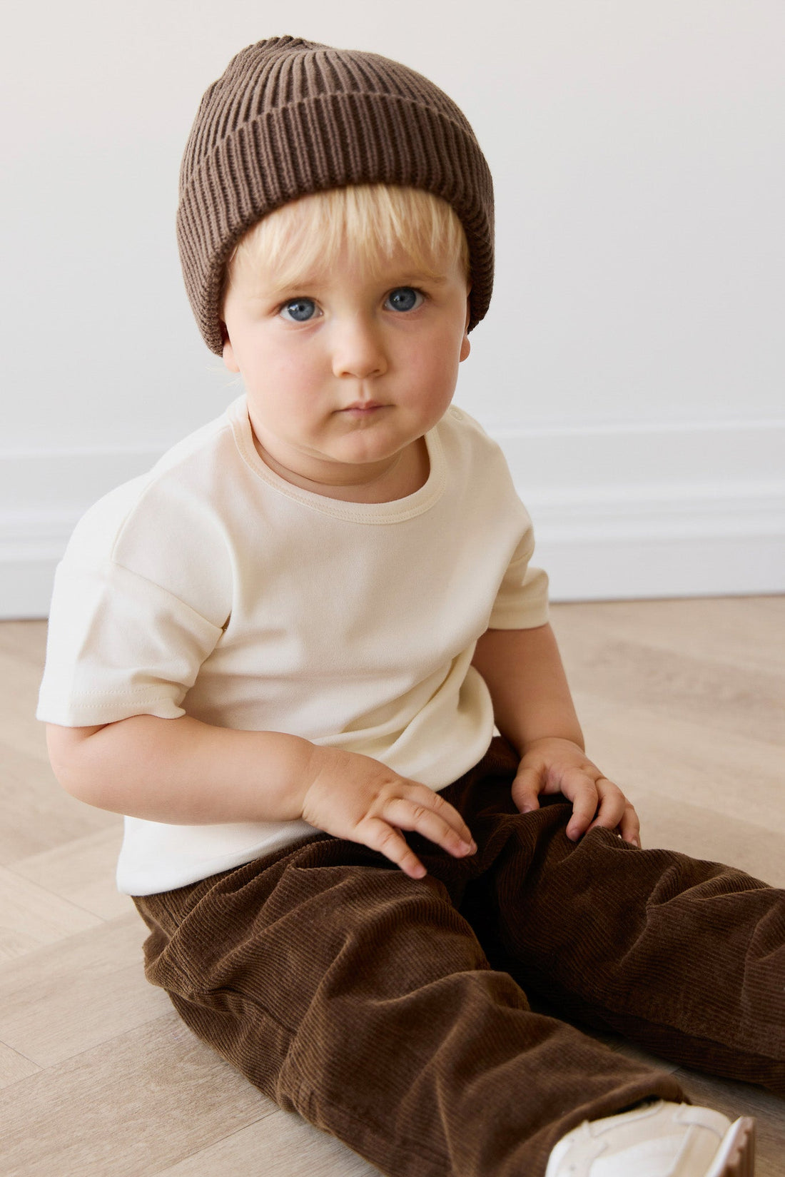 Young toddler in the Pima Cotton Eddie Tee - Cloud | Jamie Kay