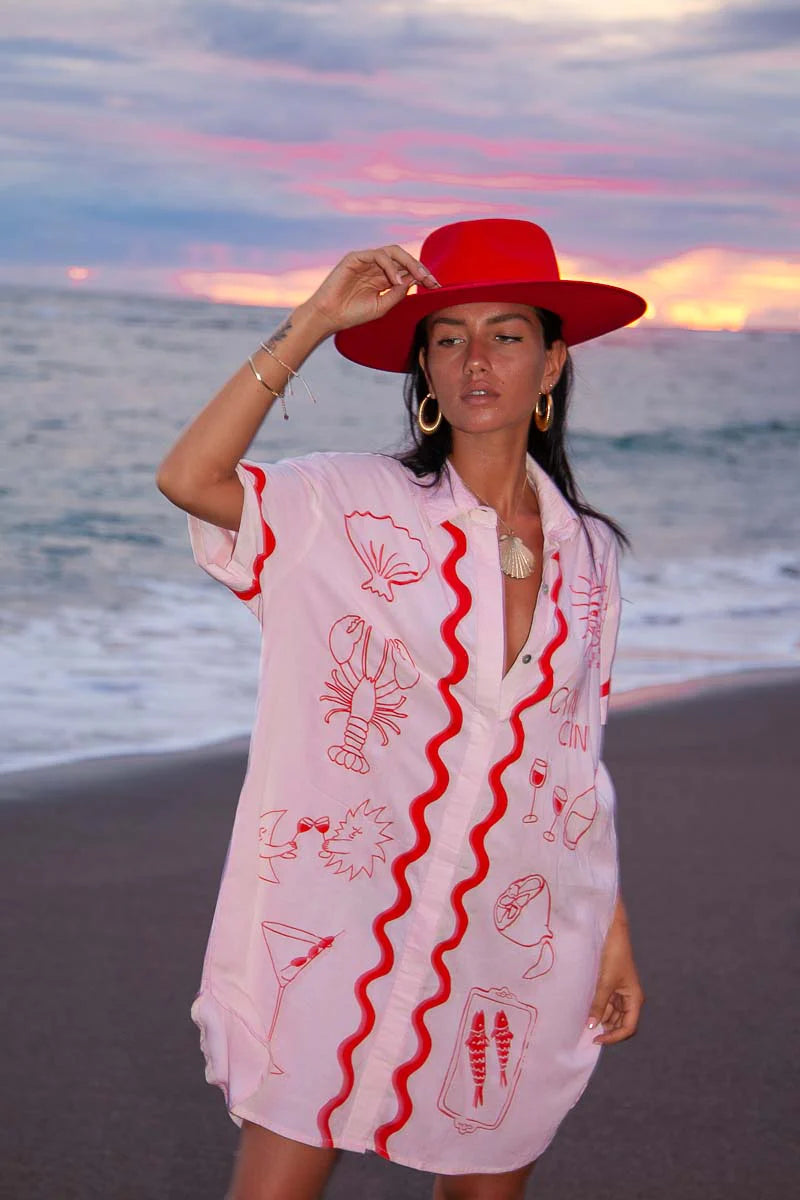 Wine Club Shirt Dress by Palm Collective