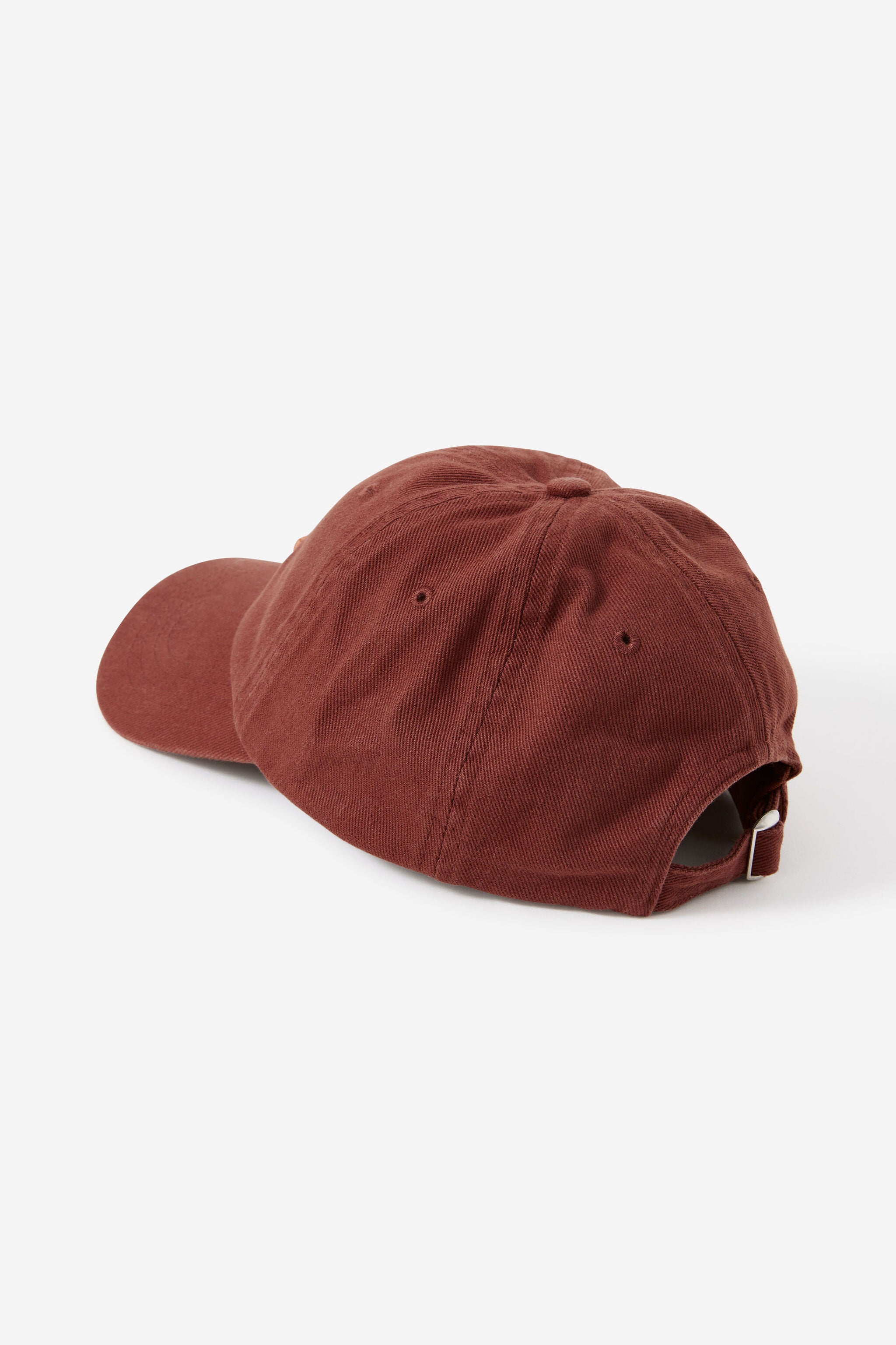 Back view of Pip Everyday Cap showing burnt toffee corduroy fabric and adjustable strap closure