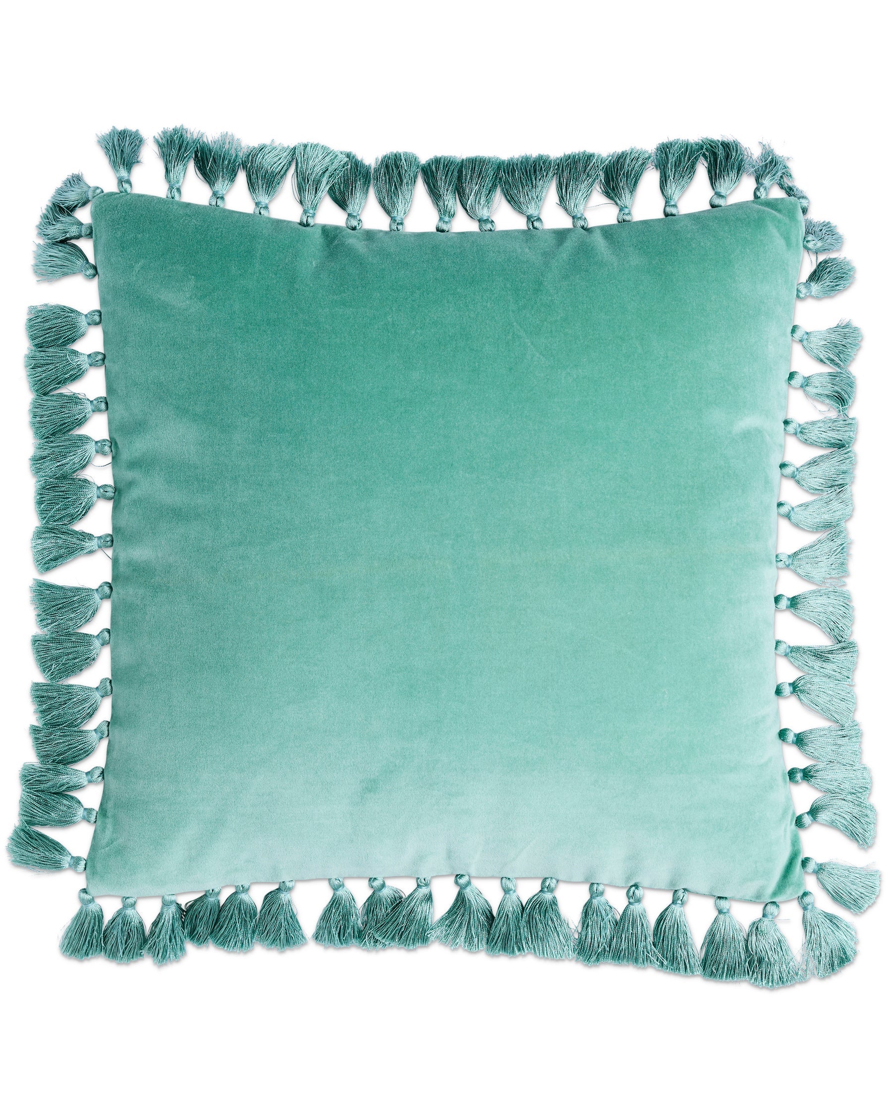 Pistachio Velvet Tassel Cushion by Kip & Co