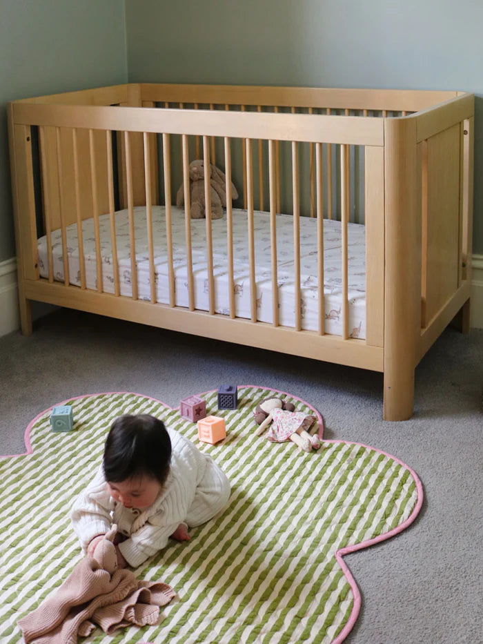  Pistachio Seersucker Playmat by Mosey Me - pink, green and cream