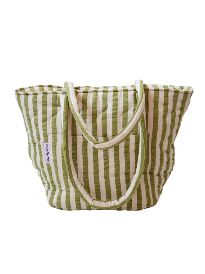 Pistachio Seersucker Quilted Bag by Mosey Me