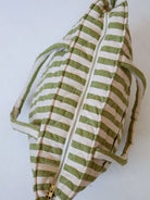 Zip detail of Pistachio Seersucker Quilted Bag by Mosey Me