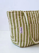 fabric detail of Pistachio Seersucker Quilted Bag by Mosey Me