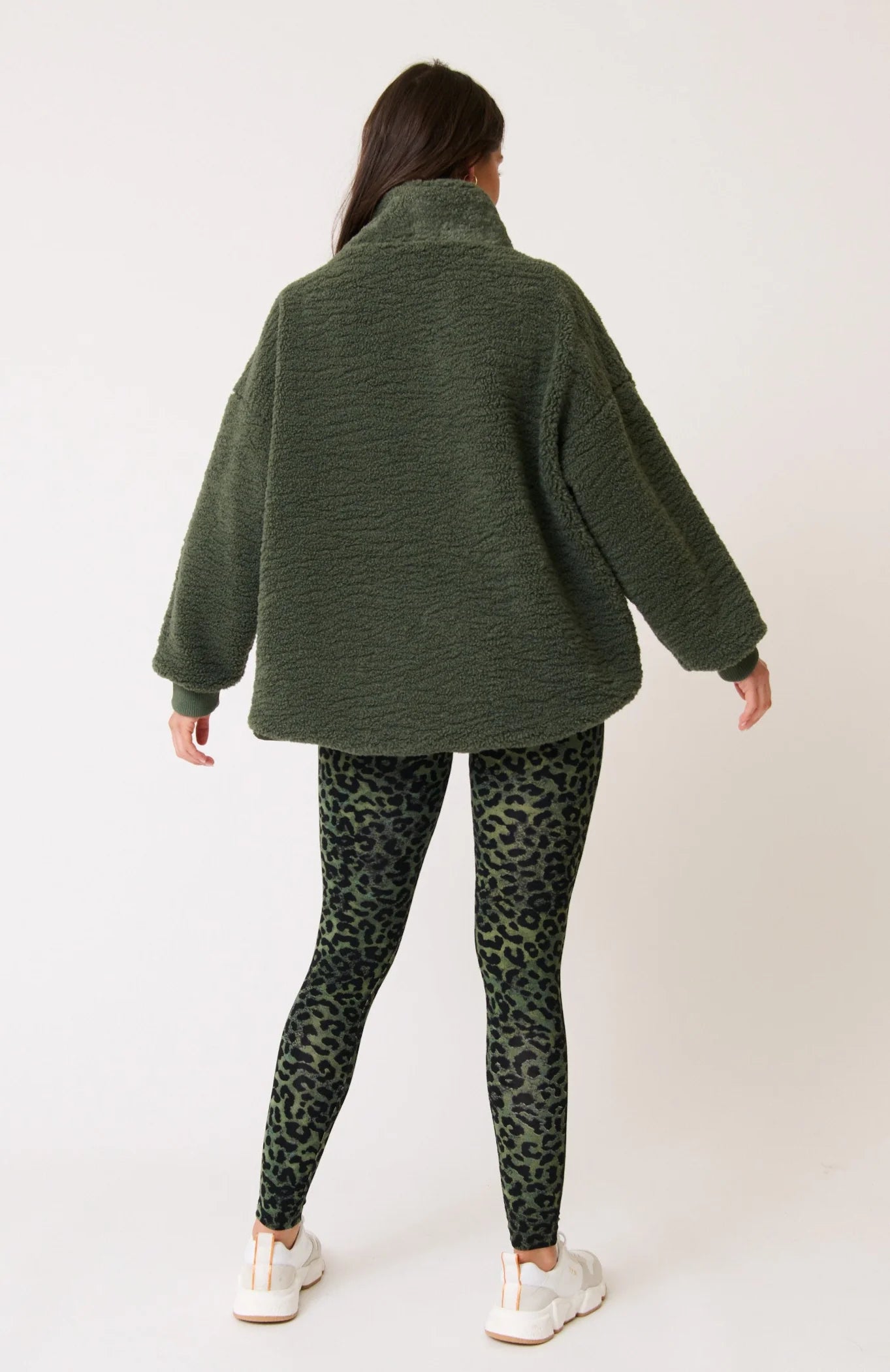 back view of model wearing Pixie Leggings - Khaki Leopard by Cartel & Willow