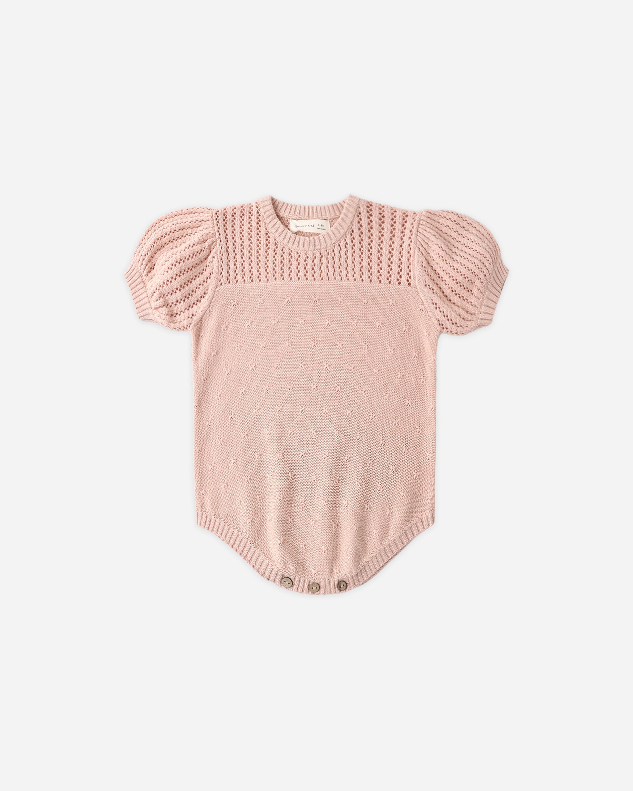 Pointelle Knit Romper Melon | Quincy Mae