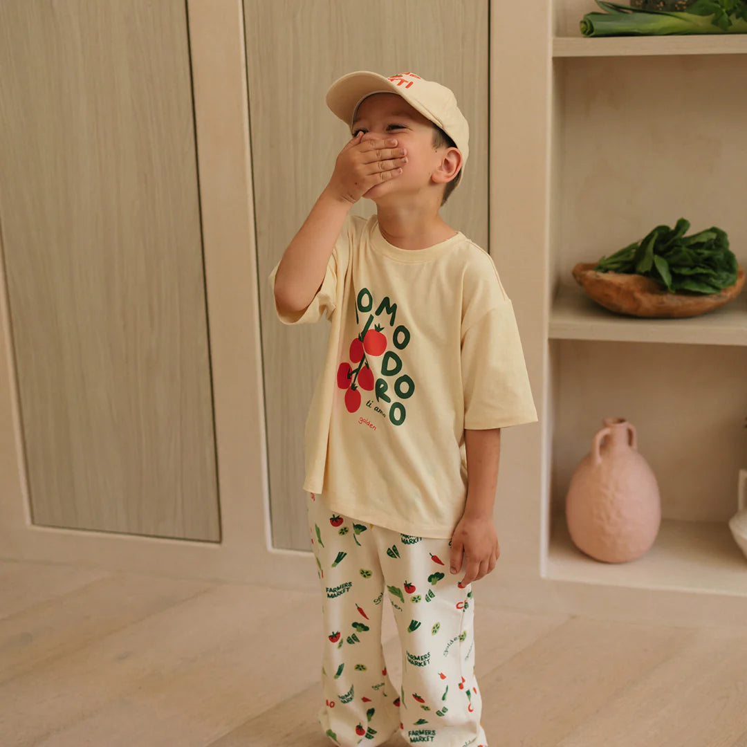 Boy wearing Pomodoro - Mid Sleeve Tee - Vanilla Parfait by Golden Children