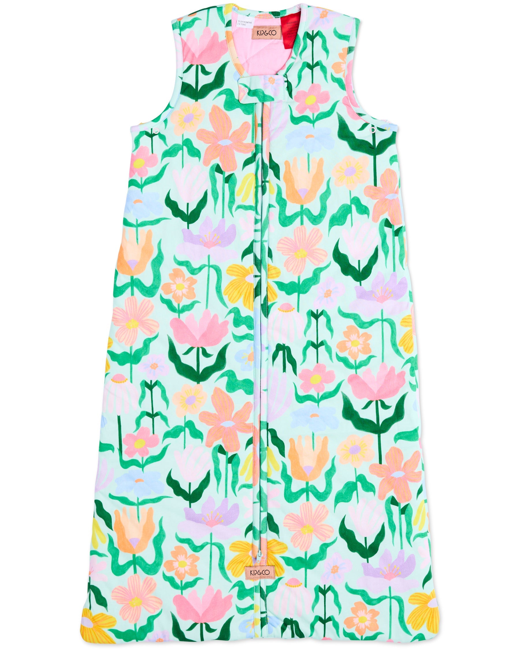 Popping Flowers Green Sleep Bag 2.5 Tog by Kip & Co
