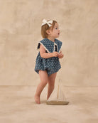 denim blue & lace baby romper by Rylee cru 