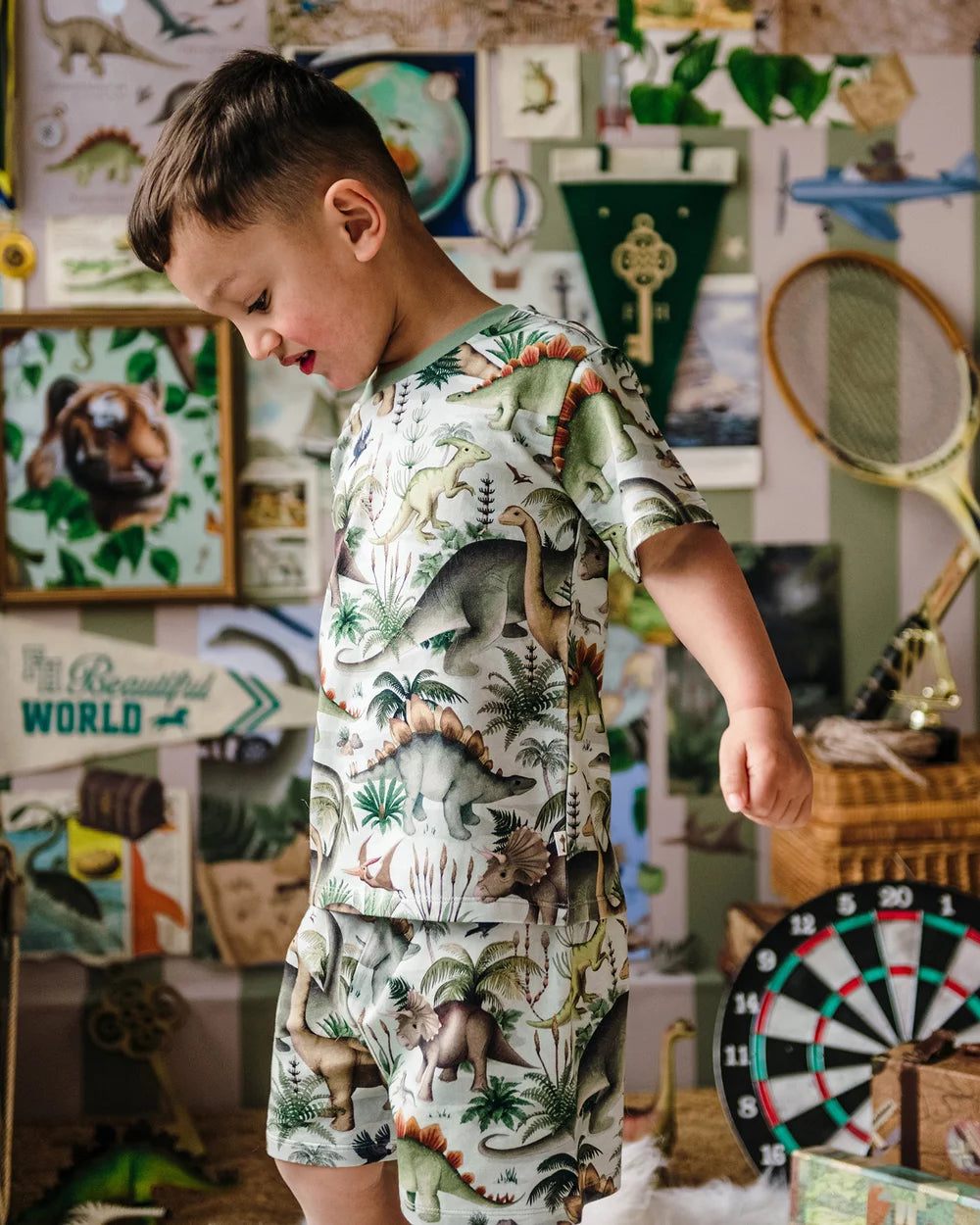 'Prehistorica' Tavi Sleep Set in Olive Leaf | Fleur Harris