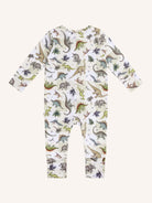 back view lay flat of 'Prehistorica' Timeless Coverall - Avocado by Fleur Harris