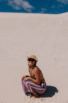Purple terry pants by Atmosea