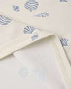 Close up of fabric and print on the Rash guard Girls Set Seashells | Rylee + Cru