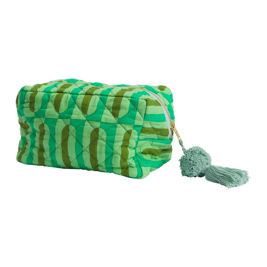 Green Beauty Bag from Sage and Clare with zip tassel