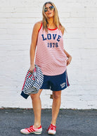 Red and white striped tank top