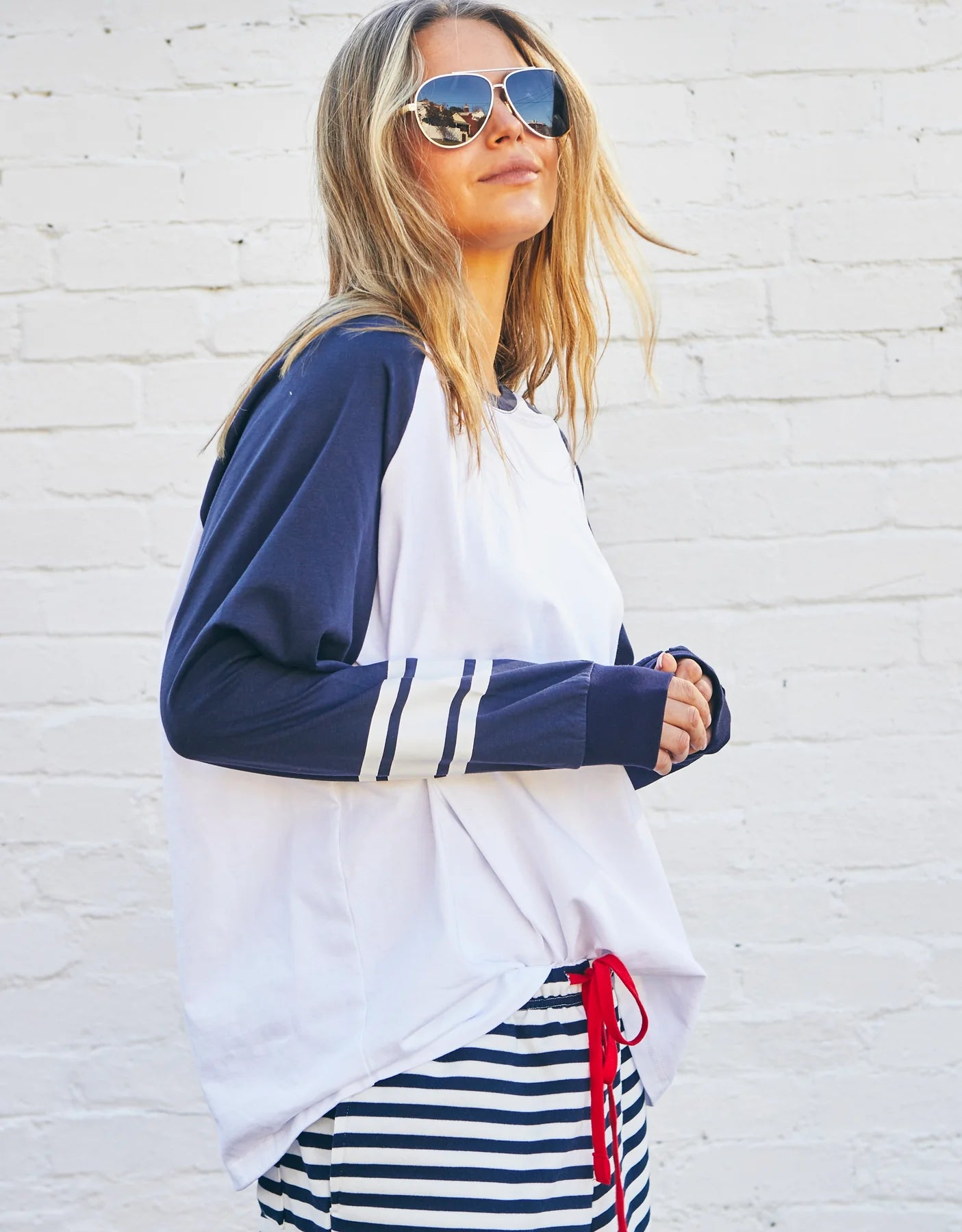 navy and white hammill & co tee