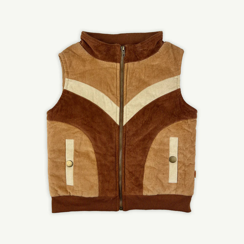 Retro Spliced Puff Cord Vest by Banabae