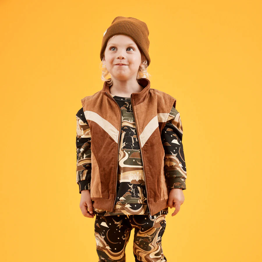 Retro Spliced Puff Cord Vest by Banabae