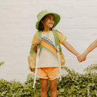 Retro Sports Shorts by Banabae - Coral - kids orange shorts with white stripe down the side