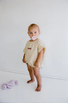 Riley T-Shirt Romper – Butter Stripe by Juni