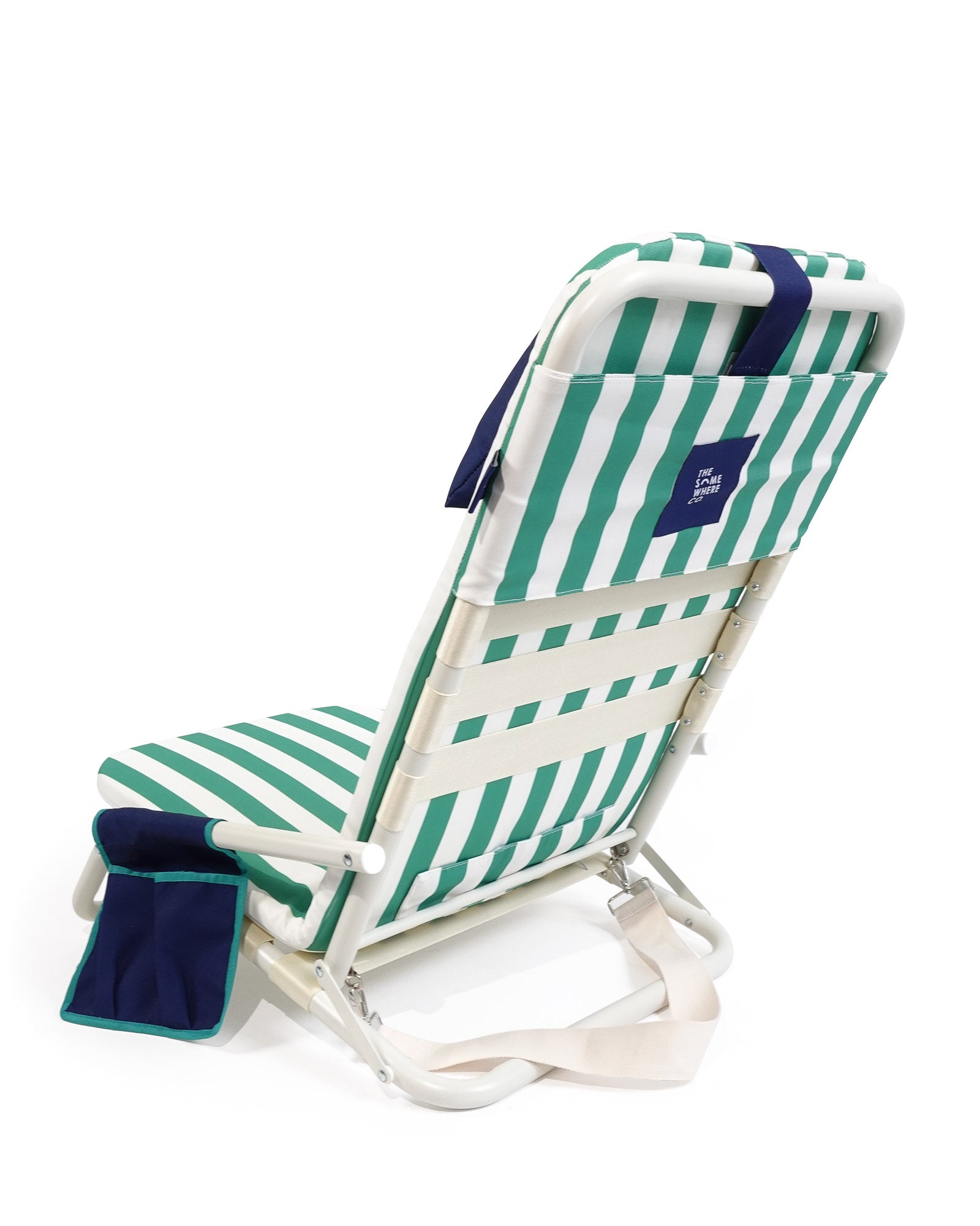 Luxe Beach Lounger side view showing ergonomic design and built-in headrest
