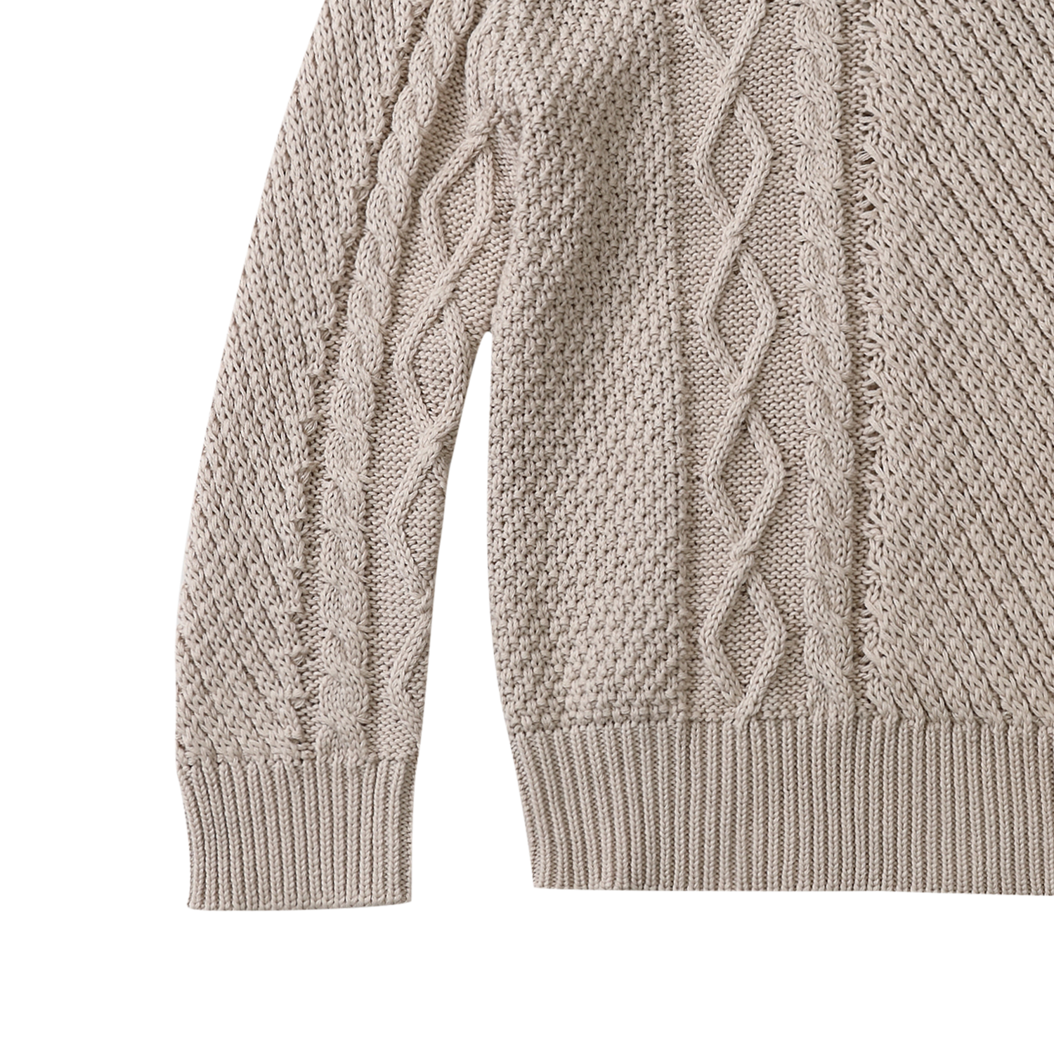 Close up of the sleeve on the Romaine Sweater - Soft Sand | Donsje
