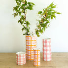 Noss & Co pink gingham vases