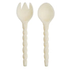 Pearl rose salad servers with twisted handles — cream-toned spoon and fork set on white background